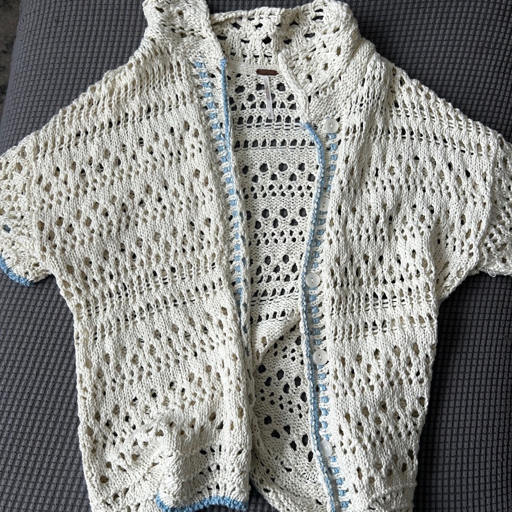 Free People Crochet Top/Cardigan Collared